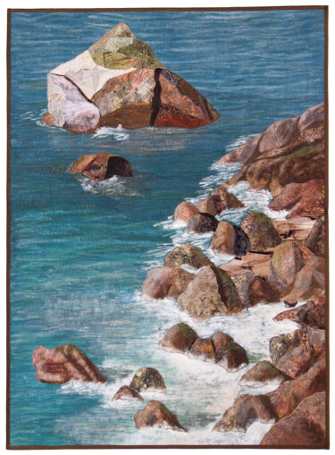 Textilkunst mit dem Titel "Coastal Symphony" von Patricia Gould, Original-Kunstwerk, Stoff