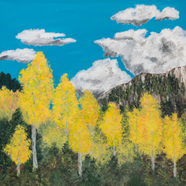 Painting titled "Pagosa Gold" by Patricia Gould, Original Artwork, Acrylic Mounted on Wood Stretcher frame