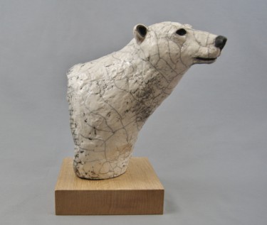 Sculpture intitulée "buste ours polaire" par Patricia Grenier, Œuvre d'art originale, Argile
