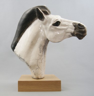 Sculptuur getiteld "tête de cheval" door Patricia Grenier, Origineel Kunstwerk, Klei