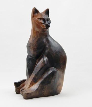Escultura titulada "chat roux et noir" por Patricia Grenier, Obra de arte original, Cerámica
