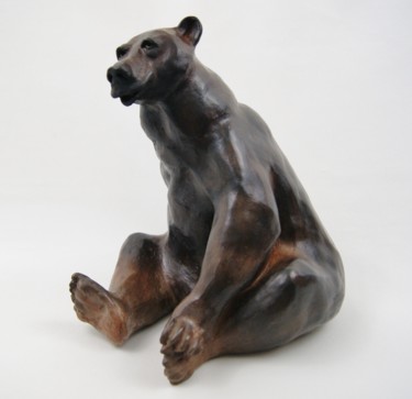 Sculpture intitulée "ours-brun-assis.jpg" par Patricia Grenier, Œuvre d'art originale