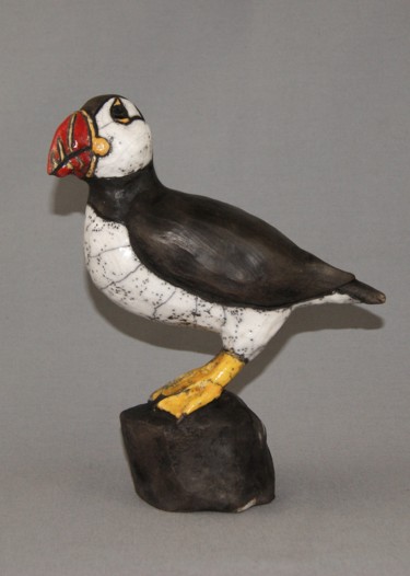 Sculpture titled "macareux moine" by Patricia Grenier, Original Artwork, Ceramics