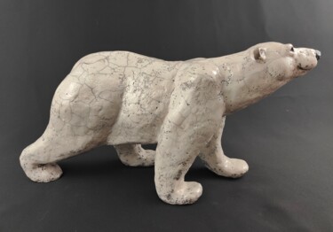 Skulptur mit dem Titel "ours blanc" von Patricia Grenier, Original-Kunstwerk, Keramik