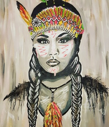 Peinture intitulée "Indienne 1" par Les Créations De Patou, Œuvre d'art originale, Acrylique