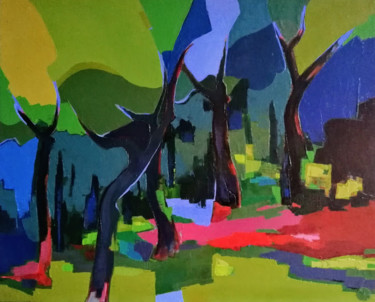 Peinture intitulée "La forêt magique" par Patricia Le Berre, Œuvre d'art originale, Huile