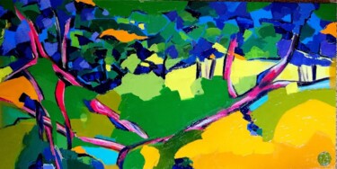 Peinture intitulée "Au bord du ruisseau" par Patricia Le Berre, Œuvre d'art originale, Huile