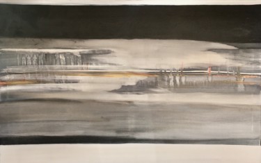 Peinture intitulée "horizon gris" par Patricia Leducq, Œuvre d'art originale, Huile