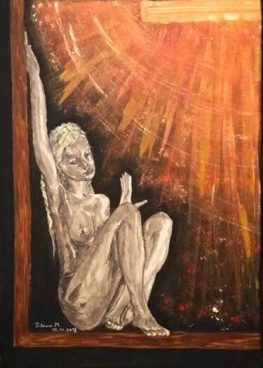 Painting titled "Essaye encore..." by Patricia M. Le Démon Du Crayon, Original Artwork, Acrylic Mounted on Wood Stretcher fr…