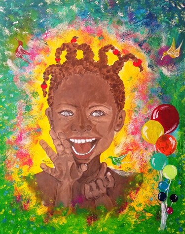 Peinture intitulée "Invitation à la joie" par Patricia M. Le Démon Du Crayon, Œuvre d'art originale, Pigments Monté sur Châs…