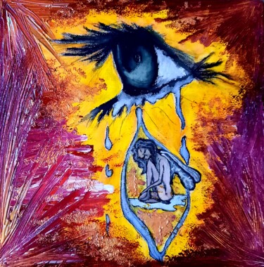 Peinture intitulée "Orage" par Patricia M. Le Démon Du Crayon, Œuvre d'art originale, Acrylique Monté sur Carton
