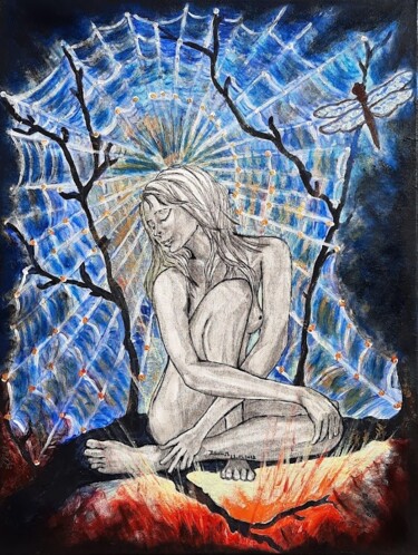 Pintura titulada "En suspens" por Patricia M. Le Démon Du Crayon, Obra de arte original, Acrílico Montado en Bastidor de cam…