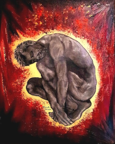 Peinture intitulée "L'homme blessé" par Patricia M. Le Démon Du Crayon, Œuvre d'art originale, Acrylique Monté sur Châssis e…