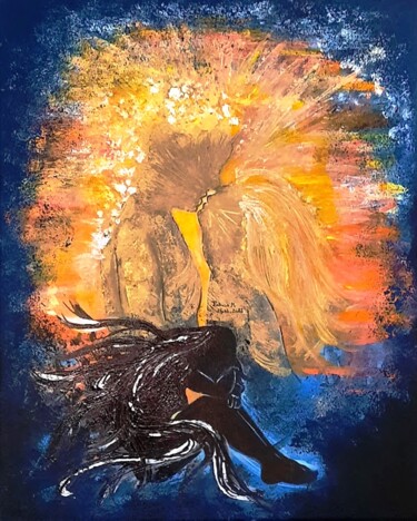 Painting titled "Le temps d'une resp…" by Patricia M. Le Démon Du Crayon, Original Artwork, Acrylic Mounted on Wood Stretche…