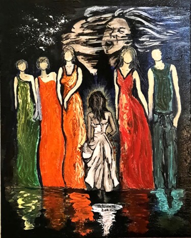 Pittura intitolato "Seule parmi les aut…" da Patricia M. Le Démon Du Crayon, Opera d'arte originale, Acrilico Montato su Car…