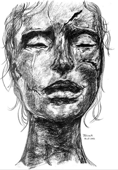 Dessin intitulée "Blessures" par Patricia M. Le Démon Du Crayon, Œuvre d'art originale, Graphite