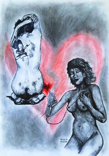 "Blessures 2" başlıklı Resim Patricia M. Le Démon Du Crayon tarafından, Orijinal sanat, Grafit