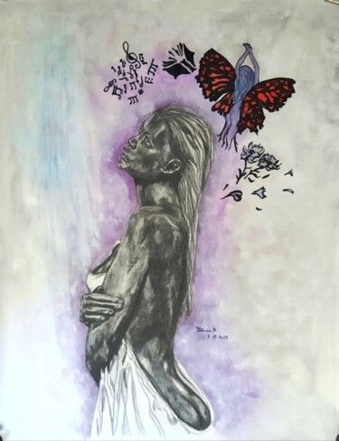 Рисунок под названием "Evasion" - Patricia M. Le Démon Du Crayon, Подлинное произведение искусства, Графит