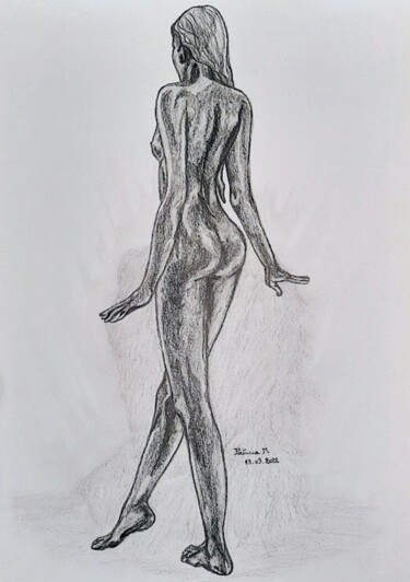 Dessin intitulée "Partir à pas de lou…" par Patricia M. Le Démon Du Crayon, Œuvre d'art originale, Graphite