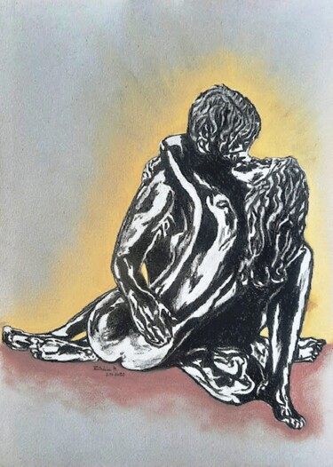 Tekening getiteld "Un baiser" door Patricia M. Le Démon Du Crayon, Origineel Kunstwerk, Pastel