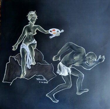 Disegno intitolato "La fuite" da Patricia M. Le Démon Du Crayon, Opera d'arte originale, Pastello