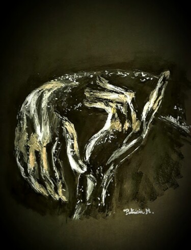 Tekening getiteld "Ecouter le silence" door Patricia M. Le Démon Du Crayon, Origineel Kunstwerk, Pastel