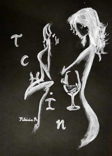 Malerei mit dem Titel "Indécise" von Patricia M. Le Démon Du Crayon, Original-Kunstwerk, Acryl
