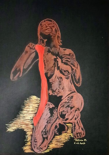 Painting titled "En rouge et noir..." by Patricia M. Le Démon Du Crayon, Original Artwork, Acrylic