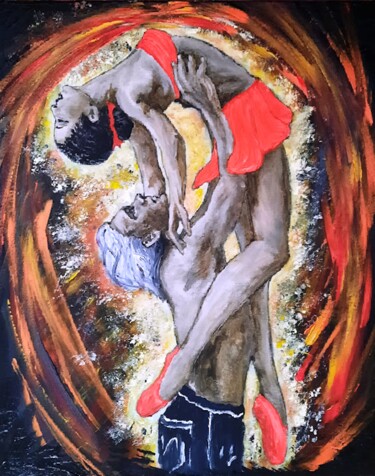 Malerei mit dem Titel "Au bord du vide" von Patricia M. Le Démon Du Crayon, Original-Kunstwerk, Acryl Auf Keilrahmen aus Hol…