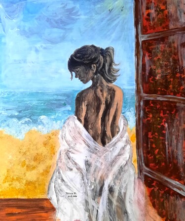 Painting titled "Le matin où..." by Patricia M. Le Démon Du Crayon, Original Artwork, Acrylic Mounted on Wood Stretcher frame