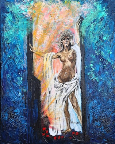 Painting titled "Eos" by Patricia M. Le Démon Du Crayon, Original Artwork, Acrylic Mounted on Wood Stretcher frame