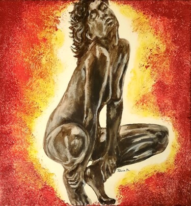 Pintura titulada "Attentes" por Patricia M. Le Démon Du Crayon, Obra de arte original, Acrílico Montado en Bastidor de camil…