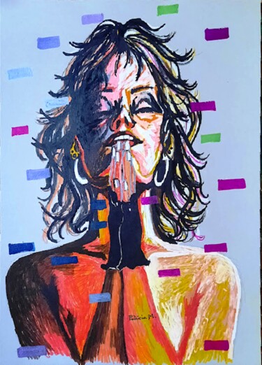 Картина под названием "Les p'tits papiers" - Patricia M. Le Démon Du Crayon, Подлинное произведение искусства, Акрил