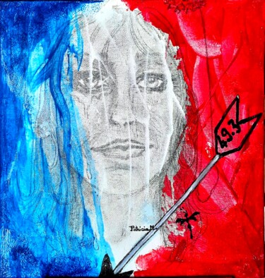 Painting titled "Marianne 4" by Patricia M. Le Démon Du Crayon, Original Artwork, Acrylic Mounted on Cardboard