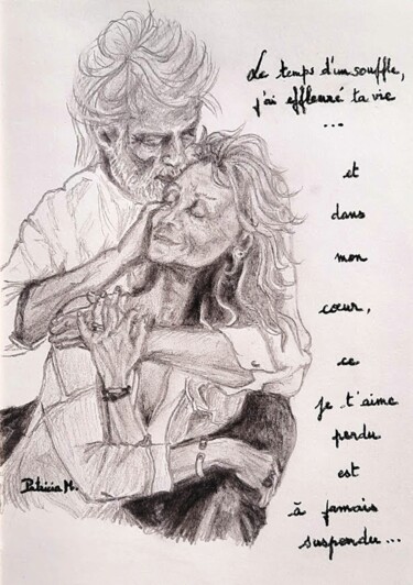 Drawing titled "Le temps d'un souff…" by Patricia M. Le Démon Du Crayon, Original Artwork, Graphite