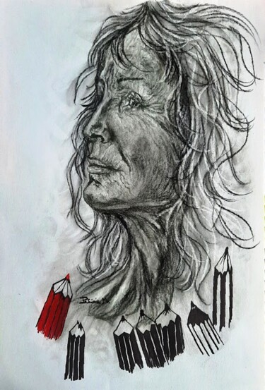 Tekening getiteld "Colorier les ombres" door Patricia M. Le Démon Du Crayon, Origineel Kunstwerk, Grafiet