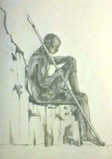 Desenho intitulada "Le gardien du silen…" por Patricia M. Le Démon Du Crayon, Obras de arte originais, Grafite