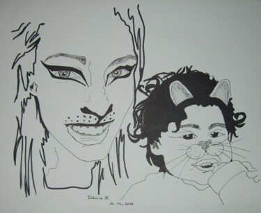 Drawing titled "Zaza et Lulu" by Patricia M. Le Démon Du Crayon, Original Artwork, Marker