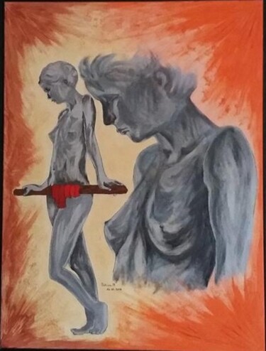 Peinture intitulée "Pensive" par Patricia M. Le Démon Du Crayon, Œuvre d'art originale, Acrylique