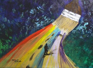 Peinture intitulée "le chemin" par Patricia M. Le Démon Du Crayon, Œuvre d'art originale, Acrylique