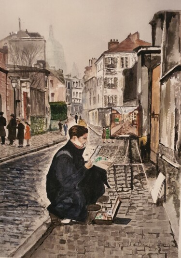 Painting titled "Artiste au travail,…" by Patricia Martinez-Quirce, Original Artwork, Watercolor