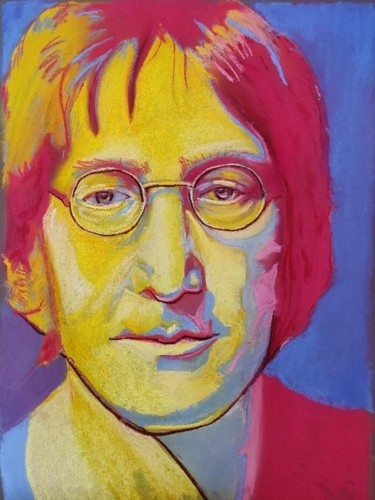 Dessin intitulée "John Lennon" par Patricia Menadier, Œuvre d'art originale, Pastel