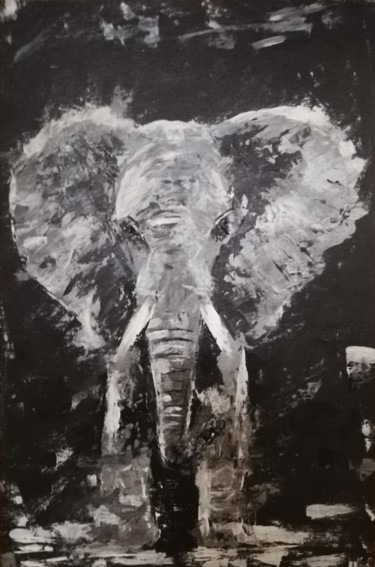 Painting titled "Elephantesque" by Patricia Mollard Silvestre, Original Artwork, Acrylic