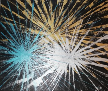 Painting titled "Feu d'artifice" by Patricia Mollard Silvestre, Original Artwork, Acrylic Mounted on Wood Stretcher frame
