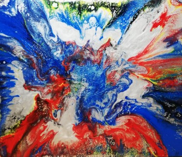 Painting titled "EXPLOSION DU GLOBE" by Patricia Mollard Silvestre, Original Artwork, Acrylic Mounted on Wood Stretcher frame