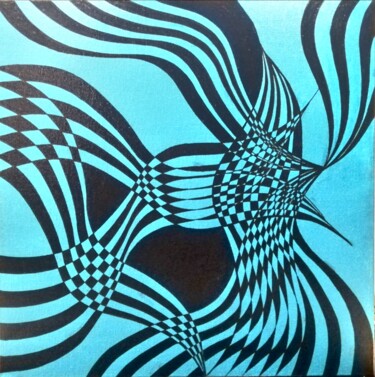 Pintura titulada "Geometrie bleue" por Patricia Mollard Silvestre, Obra de arte original, Acrílico Montado en Bastidor de ca…