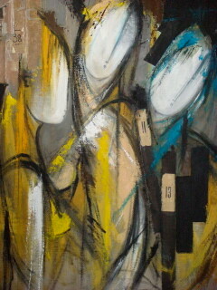 Peinture intitulée "Trois femmes" par Patricia Mulko, Œuvre d'art originale, Huile