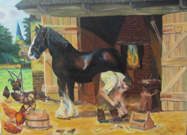 Maréchal ferrant Peinture intitulée "Maréchal ferrant" par Patricia Neveux, Œuvre d'art originale, Huile