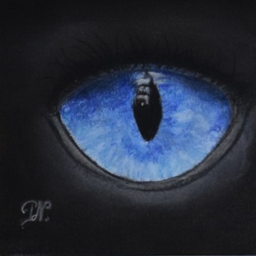 Dessin intitulée "œil de chat" par Patricia Neveux, Œuvre d'art originale, Pastel