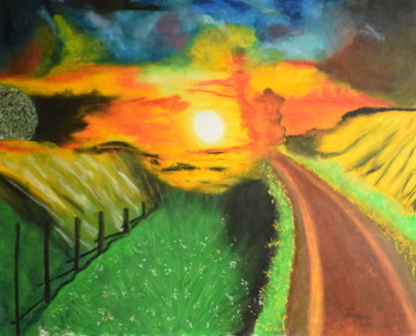Dessin intitulée "Chemin de lumière" par Patricia Neveux, Œuvre d'art originale, Pastel